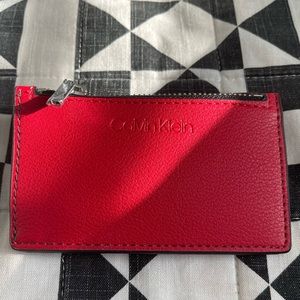 Small Women's Wallet CALVIN KLEIN, Short Compact Bifold, Micro Pebble Red